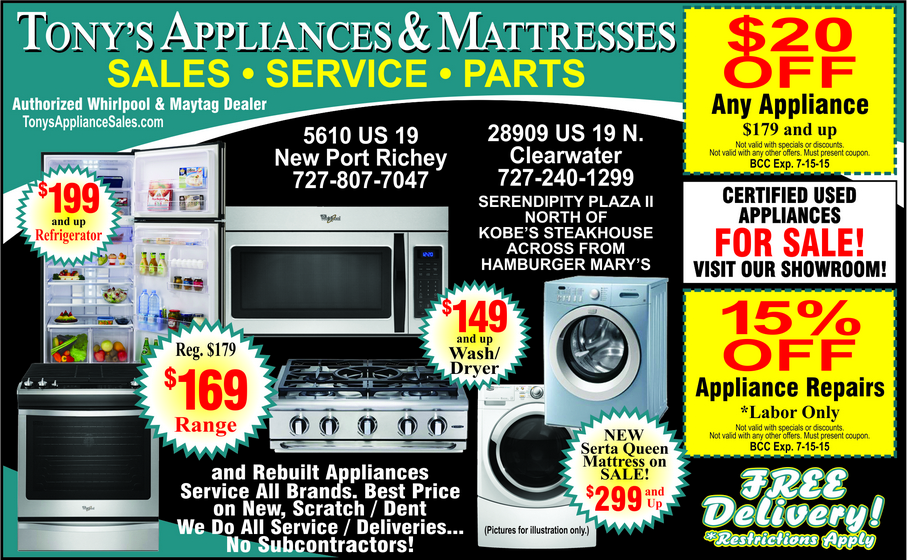 Coupon for Tony's Appliances & Mattresses